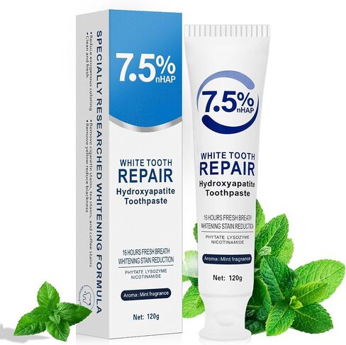 Nano Hydroxyapatite Toothpaste 7.5% (Fluoride-Free), 2Pack Remineralizing & Enamel Protection, Dentist Recommended for Sensitive Teeth & Kids, Refreshing Whitening Toothpaste in Kuwait