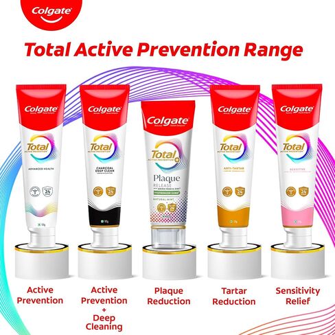 Colgate Total Plaque Release Toothpaste | Tooth Paste with Amino Foam & Zinc | Colgate Paste Toothpaste for Stronger Gums | 3X More Effective at Fighting Plaque - Natural Mint (80gm)(2.8 Ounce) in Kuwait