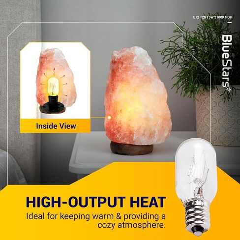 BlueStars E12 T20 Salt Lamp Bulb 120V 15W, 2700K Warm White, E12 Candelabra Base for Himalayan Salt Rock Lamps & Baskets, Scentsy Plug-in Wax Warmers, Night Lights - Pack of 8 in Kuwait