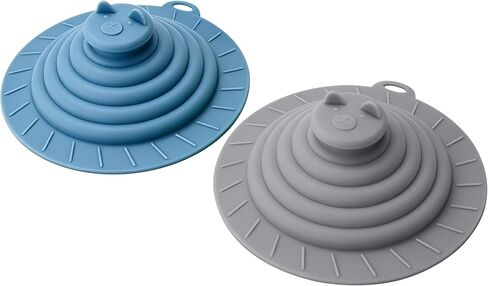 2 Pack Drain Stopper for Sink, Tub & Shower, Universal Silicone Drain Stopper, Odor Blocking Drain Plug, Easy Lift Drain Cover, Mini Plunger, Cute Cat Design, Blue & Grey in Kuwait
