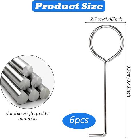 Drain Key Lifting Hooks - 6 Pack 304 Stainless Steel Drain Lifting Hooks, Shower Drains Grate Puller Keys, Lift Out Key for Easy Shower Drains Cleaning, Silver in Kuwait