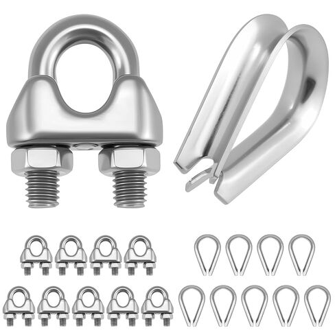 20Pcs 1/8 Inch M3 Stainless Steel Wire Rope Clamps, Heavy Duty U Bolt Saddle Fasteners for Secure Cable Rigging in Kuwait