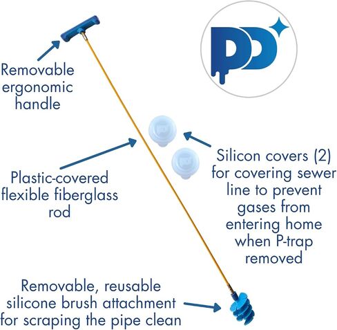 Drain Cleaining Tool for Sinks - Sink Drain Cleaner Helps Clear Clogs, Hair, Buildup, Sludge, Gunk - Better, Safer, Cleaner Unclogger than Chemicals, Liquids, Bladders, Barbed Tools, and Snakes in Kuwait