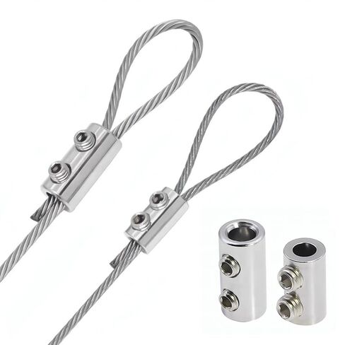 5 Pack 1/8" Wire Rope Clips Clamp Screw Fastener Steel Wire Cable Clamps Clip for Grape Vine Trellis Climbing Plants Garage Door Cable String Lights Shade Sail Clothesline Cable Railing System in Kuwait