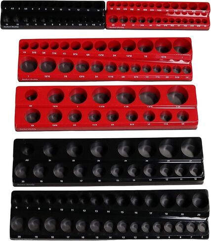 Socket Buddy Magnetic Socket Organizer Set, 6PCS Socket Holder,1/8" to 1-1/4" Sockets Holds 143 Pieces Magnetic Sockets Trays (Black&red) in Kuwait