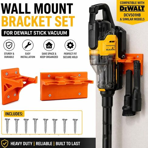 Vacuum Wall Mount for DeWalt, Cordless Vac Holder, Heavy Duty Garage Storage Organizer & Space Saving Tool Bracket, Orange in Kuwait