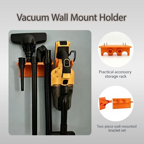 Vacuum Wall Mount for DeWalt, Cordless Vac Holder, Heavy Duty Garage Storage Organizer & Space Saving Tool Bracket, Orange in Kuwait