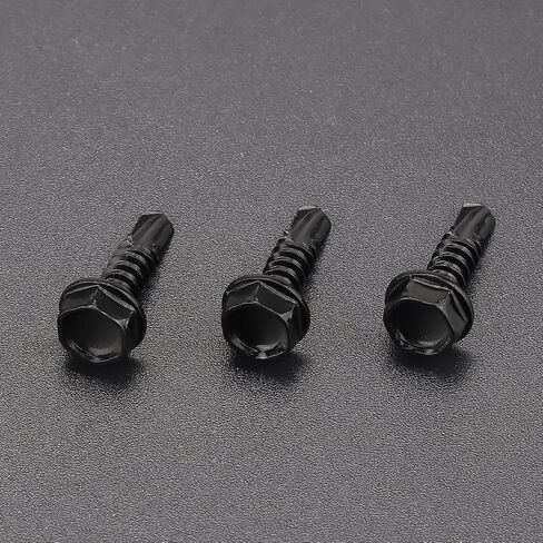 100 pcs #10 x 1 Hex Washer Head Sheet Metal Screws, 410 Stainless Steel Self Drilling Tapping Screws for Metal, Black Coated, with Hex Bit in Kuwait