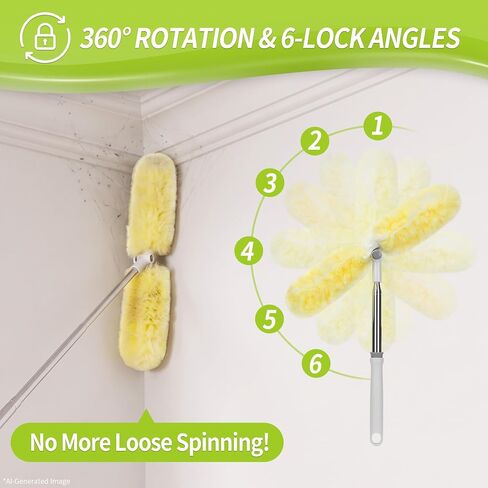 IVYROLL Dual Head Duster with Extended Handle 6 ft, Lockable Extendable Duster Kit with Extension Pole for High Ceiling Fan & Wall, 8 Refills in Kuwait
