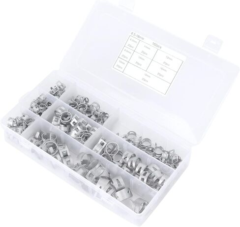 Hose Clamp, 304 Stainless Steel Elastic Spring Clamps for 6.5mm to 18mm Pipe Fastener for Fuel Pipe Air Hose Small Engine (160Pcs) in Kuwait