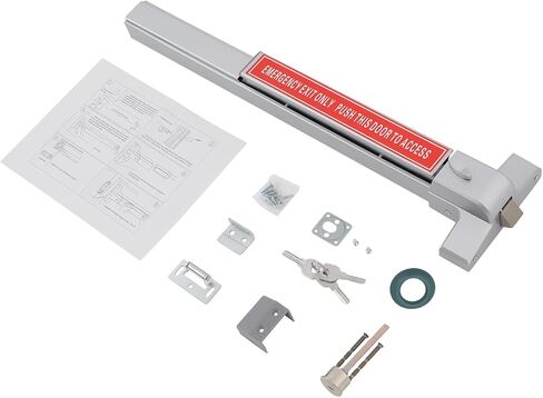 Commercial Door Push Bar Lock for Emergency Exit Doors, Heavy Duty Aluminum Painted Push Bar Panic Exit Device Hardware with 2 Keys fits Wood & Metal Doors, Left/Right Compatible in Kuwait
