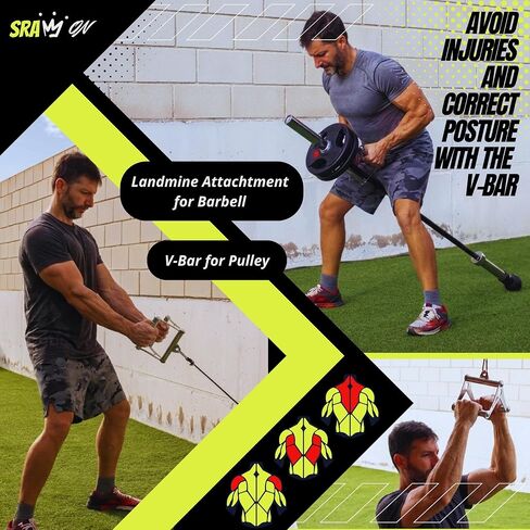 V Bar attachment, T Bar row attachment, Landmine Attachment for Barbell, Landmine Handle, Double D Handle, Viking Press Landmine Attachment, Foldable V, Steel with Electroplating – USA Patented. in Kuwait
