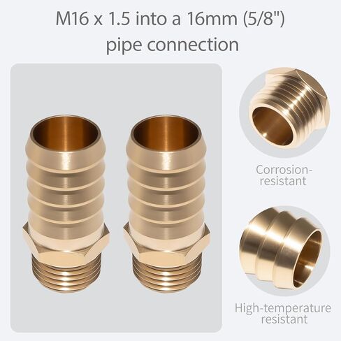 2 حزمة M16 × 1.5 متري ذكر إلى بارب المناسب 5/8 بوصة 16 مم متوافق مع خطوط مياه الهواء والوقود in Kuwait