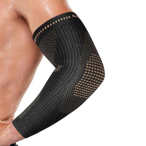 Copper Elbow Compression Sleeve - Tennis & Golfers Elbow Support Brace, Extends to Forearm for Complete Pain Relief, Wider Fit Hugs Joint, Medium in Kuwait