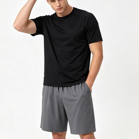 Men's Ice Silk Casual Shorts, Quick Dry Breathable Drawstring Shorts for Sports, Beach & Daily Wear in Kuwait