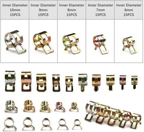 75Pcs 6mm/7mm/8mm/9mm/10mm For Choose Fuel Spring Clip Vacuum Silicon Hose Clamps Autos Spring Clip Fuel Oil Water Tube Clamps in Kuwait