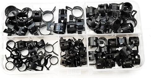 75Pcs/set 6-10mm Q673B Vacuum Spring Fuel Clip Oil Water Hose Pipe Tube Clamps Black Assortment Kit with Storage Box in Kuwait