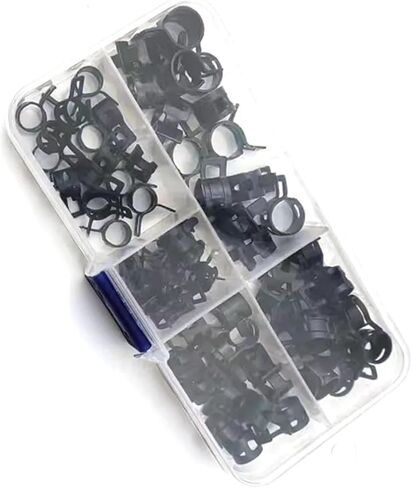 75Pcs/set 6-10mm Q673B Vacuum Spring Fuel Clip Oil Water Hose Pipe Tube Clamps Black Assortment Kit with Storage Box in Kuwait