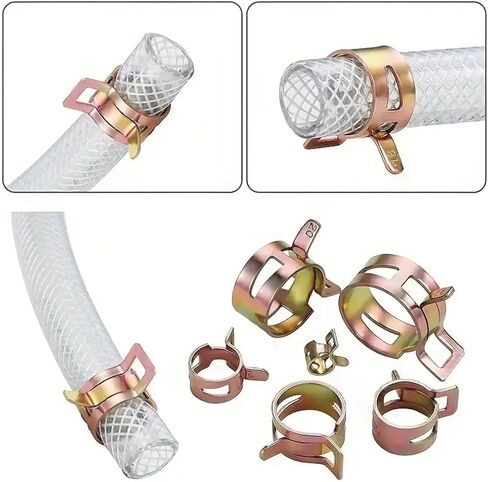 75Pcs 6-10mm Manganese Steel Spring Driven Hose Clamps Low Pressure Air Clamps Fastener Sorting Kit For Pipes, Automobiles in Kuwait