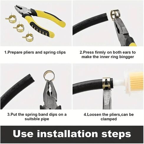 75Pcs 6-10mm Manganese Steel Spring Driven Hose Clamps Low Pressure Air Clamps Fastener Sorting Kit For Pipes, Automobiles in Kuwait