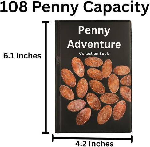 Pressed Smashed Penny Collector Collection Book Display Holder Album for 108 Coins Booklet (Penny Cover) in Saudi Arabia