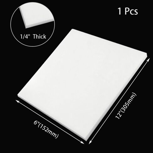 1/4" Thick White Delrin/Acetal Copolymer Plastic Sheet - 12" x 6" POM Plastic Sheet for Industrial Machinery Parts(White 1 PC) in Kuwait