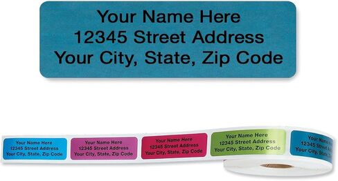 Colorful Images Metallic Foil Rolled Return Address Mailing Labels Without Dispenser, Customize with Name & Shipping Address, 500 Self Adhesive, Peel Off Sticker Label Roll, 3/4" x 2 1/2" in Saudi Arabia
