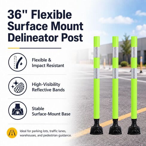 8 Pack Traffic Delineator Posts – High Visibility Reflective Safety Cones with Spring Base for Roadway, Parking, Garage, Construction Zones (Orange, 36 Inch) in Saudi Arabia
