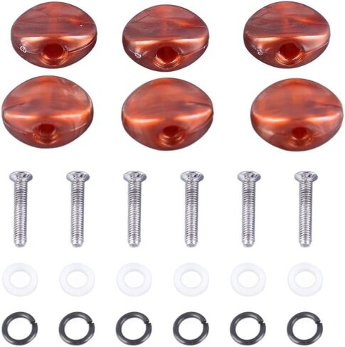 Tuning Peg Buttons - Durable Plastic Machine Heads Oval Replacement Tuner Heads with 6 Screws 12 Ferrules for Electric Acoustic Folk Guitars(Coffee) in Kuwait