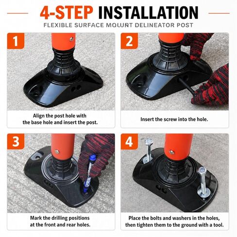 8 Pack Traffic Delineator Posts – High Visibility Reflective Safety Cones with Spring Base for Roadway, Parking, Garage, Construction Zones (Orange, 36 Inch) in Saudi Arabia