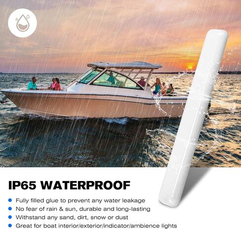 HUSUKU 6 قطع أضواء LED بحرية، 6 بوصات 12 فولت ضوء داخلي للقارب الأزرق، IP65 مقاوم للماء شريط سطح السفينة COB أضواء رافدة للقارب، حامل لاصق لاصق للداخلية/قمرة القيادة/صيد الأسماك // القوارب/اليخوت/RV/السيارة in Kuwait