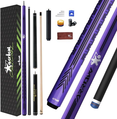 CRICAL Carbon Fiber Playing Cue and Jump Break Cue Set, 58" Low Deflection Professional Pool Cue, 54" 3-Piece Jump Break Cue, 12.5mm and 13.5mm Tips in Kuwait