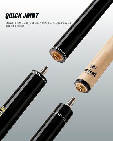 CRICAL Carbon Fiber Playing Cue and Jump Break Cue Set, 58" Low Deflection Professional Pool Cue, 54" 3-Piece Jump Break Cue, 12.5mm and 13.5mm Tips in Kuwait