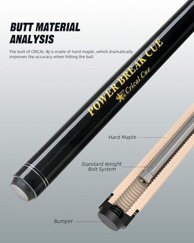 CRICAL Carbon Fiber Playing Cue and Jump Break Cue Set, 58" Low Deflection Professional Pool Cue, 54" 3-Piece Jump Break Cue, 12.5mm and 13.5mm Tips in Kuwait