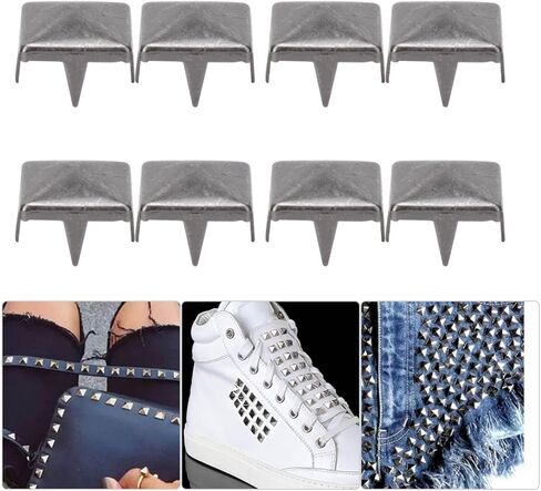 100 Pcs 9 mm Brass Copper Pyramid Studs 4 Prong Metal Nailhead Studs Spikes for Clothing Bag Leather Shoes Punk Rock Jewelry Craft (Color) in Kuwait