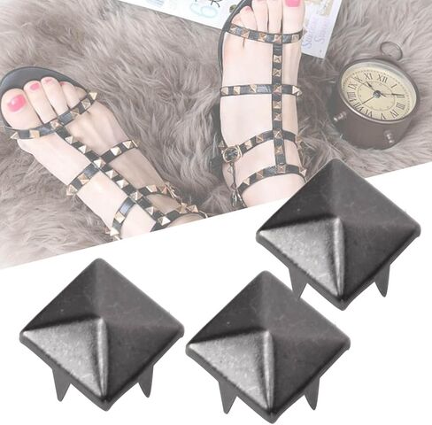 100 Pcs 9 mm Brass Copper Pyramid Studs 4 Prong Metal Nailhead Studs Spikes for Clothing Bag Leather Shoes Punk Rock Jewelry Craft (Color) in Kuwait