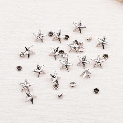 Multi-Use 14mm Star Rivets Buckle for Diy Craft Metal Screw Back for Clothe Cool Silver Star Studs Rivets for Bags, Shoes in Kuwait