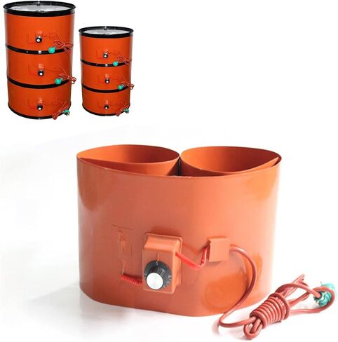55 Gallon Metal Drum Silicone Heater Pad - Adjustable Thermostat 1800W for Honey Oil, 100L Barrel Heating, Durable Silicone Heating Band for Optimal Temperature Control in Kuwait