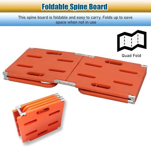 Foldable Life Spine Boards, Water Emergency Rescue Board with 3 Seat Belt, Portable Quickly Deploy Stretcher Quad Fold Backboard for Swimming Pools in Kuwait
