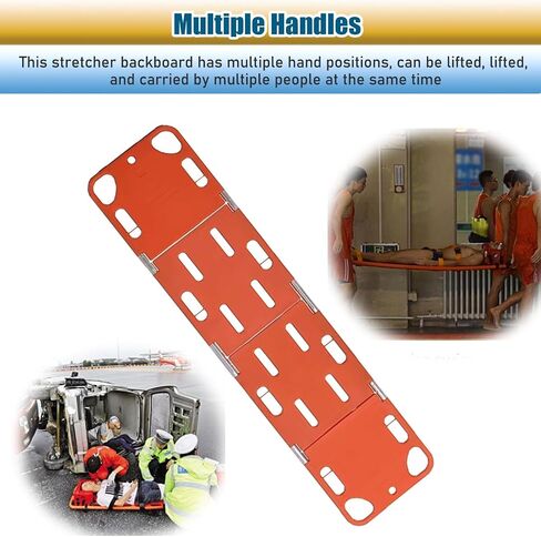 Foldable Life Spine Boards, Water Emergency Rescue Board with 3 Seat Belt, Portable Quickly Deploy Stretcher Quad Fold Backboard for Swimming Pools in Kuwait