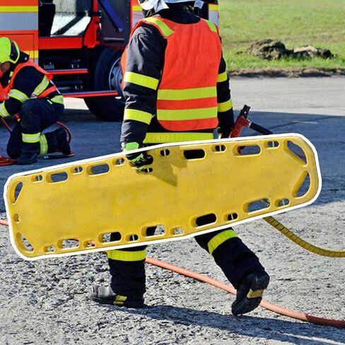 لوحة خلفية نقالة لرجال الإطفاء من First Responder، نقالة تعويم لإنقاذ المياه مع أشرطة قابلة للتعديل، لوح العمود الفقري المائي من قطعة واحدة (أصفر) in Kuwait