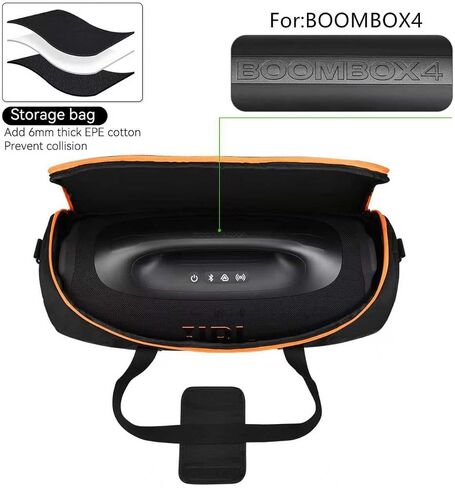 حقيبة حمل للسفر لجهاز JBL Boombox 4 مكبر صوت بلوتوث محمول مقاوم للماء، مع حزام كتف قابل للتعديل وحقيبة تخزين واقية لجهاز Boombox4 in Kuwait