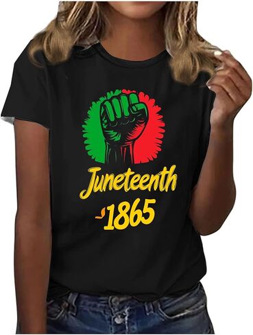 قميص 1856 للنساء قمصان التاريخ الأسود، قمصان احتفالات التاريخ الأسود، بأكمام قصيرة، كاجوال أمريكي أفريقي أسود in Kuwait