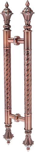 Push-Pull Bar Handle for Sliding Doors, Stainless Steel and Wood Design, Rustic Antique Style, Suitable for Garage and Business Use in Kuwait