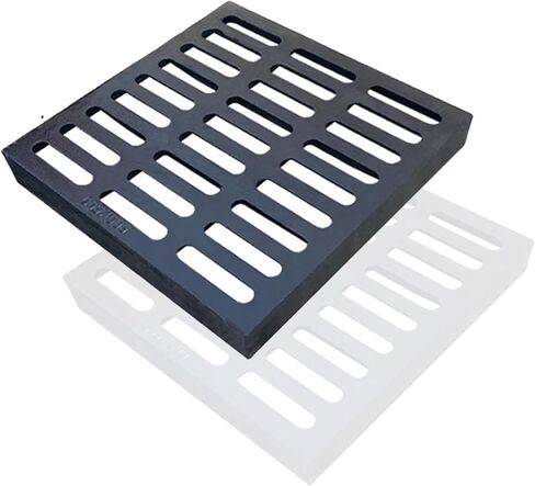 Heavy Duty Cast Iron Drain Grate - 60x60cm Square Outdoor Cover, B Class Sewer Grate, Durable Debris Blocker for Garage, Lawn, Driveway Drainage Solutions in Kuwait