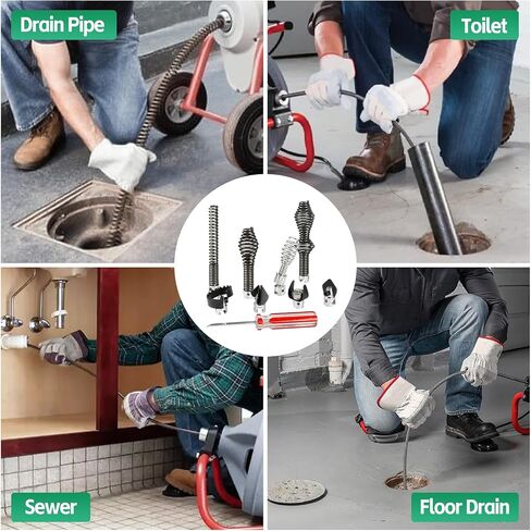 10PCS Drain Cleaning Kit for RID-GID Sectional Drain Cables – Heavy Duty Cutters & Augers Compatible with K-400, C-4, C-6, C-7, C-8, C-9 Machines - for 5/16", 3/8" & 5/8" Cables in Kuwait