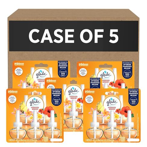 SC Johnson Professional Glade PlugIns Refills Air Freshener, Hawaiian Breeze, 3.35 Fl Oz, 5 Count x Pack of 5, 25 Refills in Kuwait