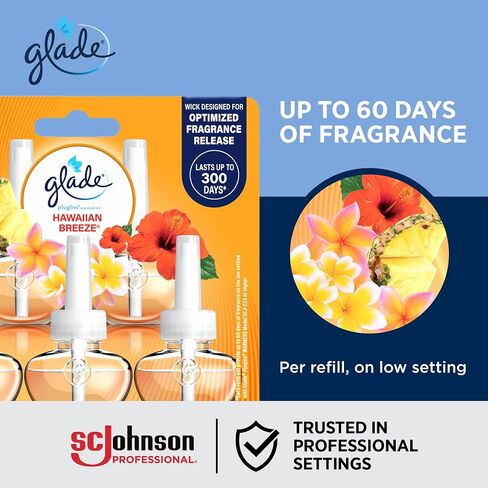 SC Johnson Professional Glade PlugIns Refills Air Freshener, Hawaiian Breeze, 3.35 Fl Oz, 5 Count x Pack of 5, 25 Refills in Kuwait