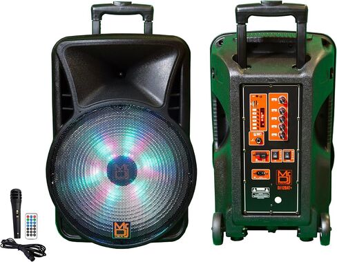 MR DJ DJ12BAT+ 12 بوصة عربة محمولة PA DJ مكبر صوت يعمل بالبلوتوث TWS بقدرة 3000 وات LCD/MP3/USB/micro SD in Kuwait