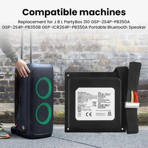 ANTIEE Replacement Battery for JBL PartyBox 310 Portable Bluetooth Party Speaker PN:GSP-2S4P-PB350A, GSP-2S4P-PB350B Battery 72Wh 10000mAh in Kuwait